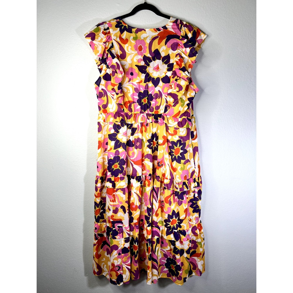 J. Crew Ruffle-Sleeve Dress Ratti Cotton Spring Floral Size XXL NEW Resort Beach - Picture 10 of 16